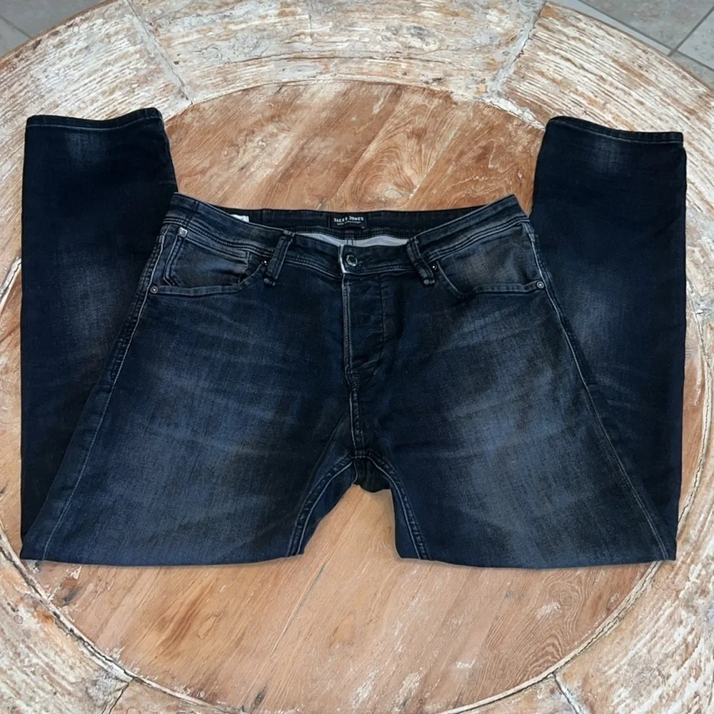 JACK JONES Jean Intelligence Black Denim Button‎ Down Jeans, Size 34 x 32